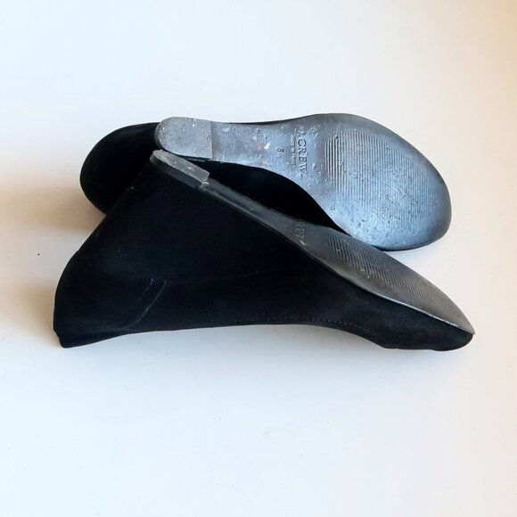 J. Crew Black Suede Leather Peep Toe Wedge Heel Sandals / Dress Shoes Size 8 - Picture 14 of 15